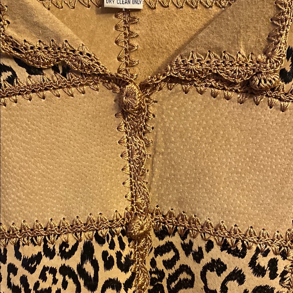Leopard Print Patchwork Boho Leather Shacket Jack… - image 3